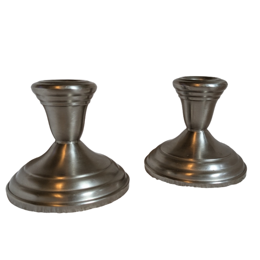 FB Rogers Provincetown Pewterlite Pair Pewter Weighted Candlesticks